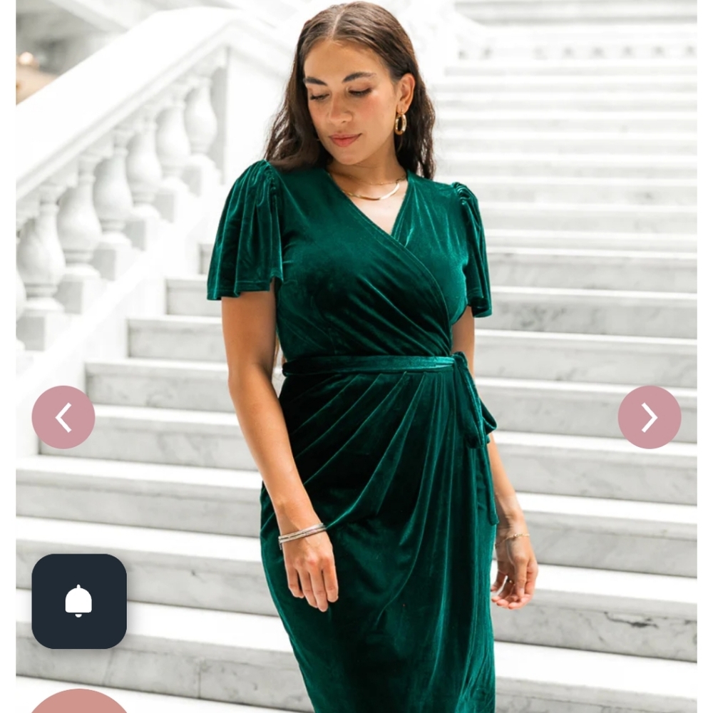 Green velvet dress